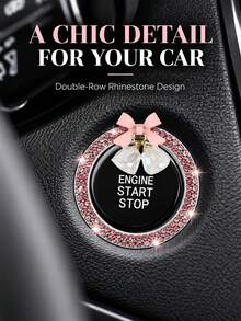 Stiker Tombol Start Mesin Mobil, Cincin Tekan Start dengan Pita Berlian Imitasi untuk Dekorasi Interior, Hadiah Berkilau untuk Pengemudi Wanita, Anak Perempuan dan Pecinta Mobil, Ulang Tahun, Hari Valentine, Natal dan Perjalanan Harian - A - View 1