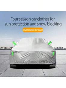 190T Car/SUV Full Car Cover, Outdoor Waterproof Full Car Cover, All-Weather Protection, Sun Protection, Frost Protection, Snow Protection, Suitable For Winter And Outdoor Parking SUV, Snow Protection, Rain Protection, UV Protection - Moonlight Silver - View 2