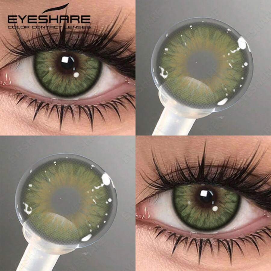 Eyeshare زوج واحد من عدسات لاصقة ملونة للعيون 14.5 ملم ناعمة وجميلة بؤبؤ أخضر مناسبة للحياة اليومية أو الحفلات