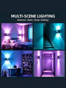 16 Color Smart Sensor RGB Wall Light Night Light, Magnetic Installation, Remote Control, USB Rechargeable, Suitable For Bedroom, Living Room, Game Room And Holiday Party Lighting - 4-head Cat Eye Motion Sensor Wall Light - View 7