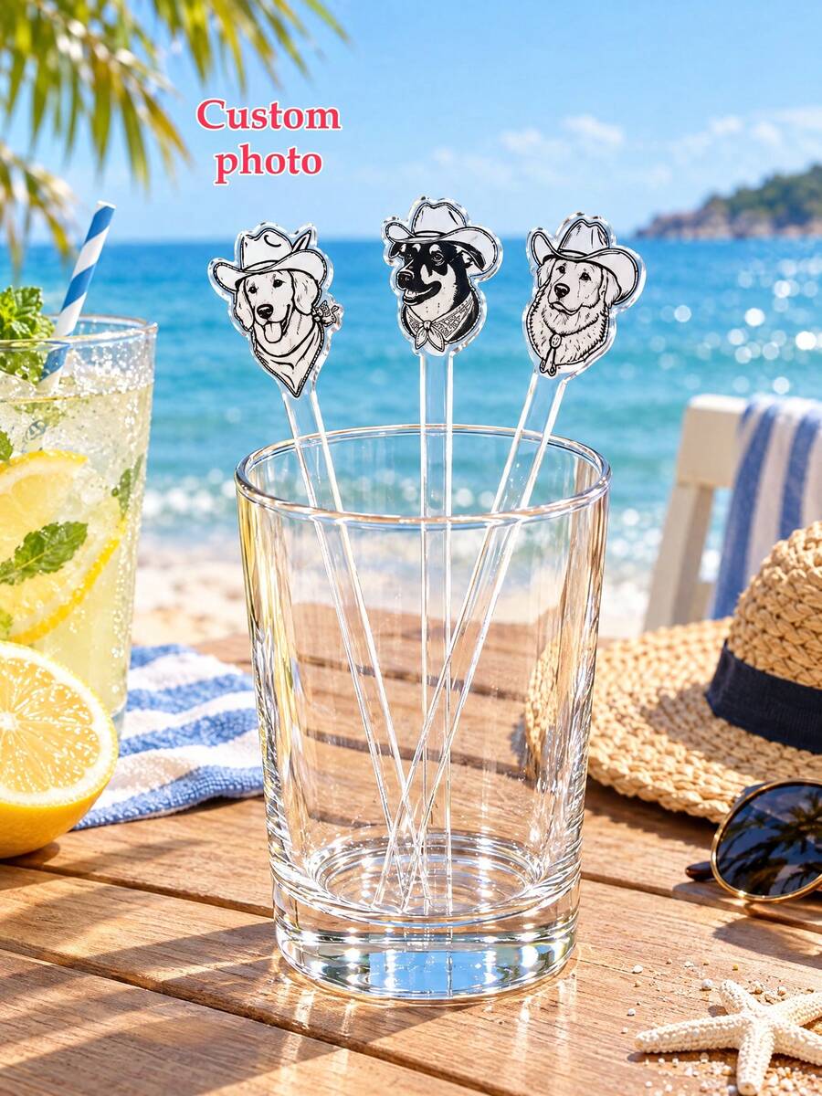 10/30/50/100pcs Pengaduk Minuman Huruf Kustom untuk Pernikahan | Dekorasi Pesta, Pengaduk Minuman Akrilik Transparan dengan Huruf Kustom - MultiWarna - View 1