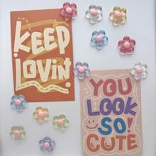 6/8/12pcs Vibrant Cute Flower Fridge Magnets, Suitable For Home Kitchen Office Whiteboard Decoration, Home Decor, Room Decor, Refrigerator Kitchen Magnets, Gift For Friends And Family - Multicolor - View 3