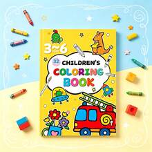 1pc 32-Page Children's Cartoon Coloring Book, Fire Truck & Kangaroo Pattern Doodle Book, Educational Painting Activity Book, Birthday Gift For 3-6 Years Old Boys & Girls - Multicolor - View 4