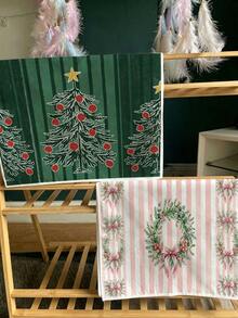 4pcs Kitchen Absorbent Towels, Made Of Polyester Material, Printed With Christmas Tree And Wreath Pattern, Suitable For Kitchen, Bathroom, Ideal Choice For Housewives And Family Gatherings, High Cost-Performance Home Decor And Room Decoration - Multicolor - View 8