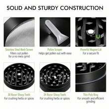 1pc 40mm Metal Grinder Set, 4-Layer Zinc Alloy Grinder, Premium Metal Multi-Function Grinder, Non-Slip Textured Shell, Portable Metal Grinder, Sharp Teeth And Fine Mesh, Smoking Accessories, Gift For Boyfriend, Men's Gift, Christmas Gift, Holiday Essential - Multiple Styles - View 6