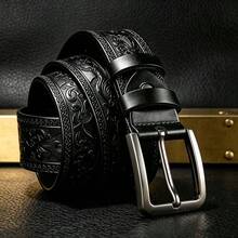 1pc Men's Buckle Belt, Exquisite Embossed Soft Strap, Fashionable Versatile Belt, Alloy Buckle Belt, Suitable For Jeans - Perfect Gift For Father And Husband - Black - View 4