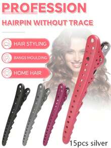 5/10/15/20pcs Shark Hair Clips Salon Hairdressing Crocodile Duck Mouth Sectioning Clips Styling Accessories Metal Aluminum - Multicolor - View 9