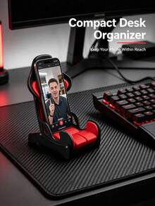 Racing Seat Style Phone Holder, Office Desk Phone Stand, Universal Desktop Smartphone Holder, Suitable For Gaming, Video Watching And Desktop Use - Multicolor - View 7