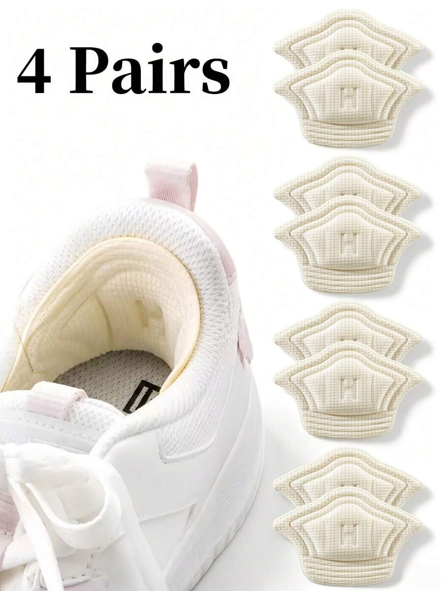 4 Pairs Unisex Sports Anti-Chafing Heel Pads, Trimmable Size Reduction Heel Grips For Shoes And Boots - Beige - View 1