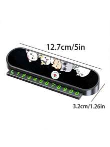 Cartoon Cat Temporary Parking Number Plate, Car Phone Number Plate With Magnetic Sliding Hidden Numbers, Glow-In-The-Dark Parking Sign - A - View 6