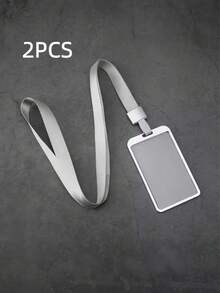 2pcs Black/Silver/Gold Stylish Aluminum Alloy ID Card Holder - With Lanyard Student Work Credential Clip Office Supplies Card Storage LD Card Protective Case, For Work, School, And Travel - Protects LD Cards And Credit Cards, Back To School Essential - Multicolor - View 13