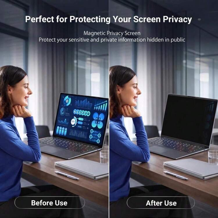 Surface Laptop Go 3/2/1-12.4 吋磁吸式隱私螢幕保護貼，霧面筆電隱私防窺螢幕濾鏡，適用於辦公室、機場、咖啡廳等公共場所 - 查看 6