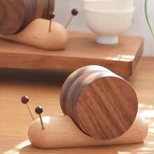 Charming Black Walnut Snail Coaster - Heat Resistant, Home Decor Tea And Coffee Cup Mat, Cartoon, Relaxing - Multicolor - View 1