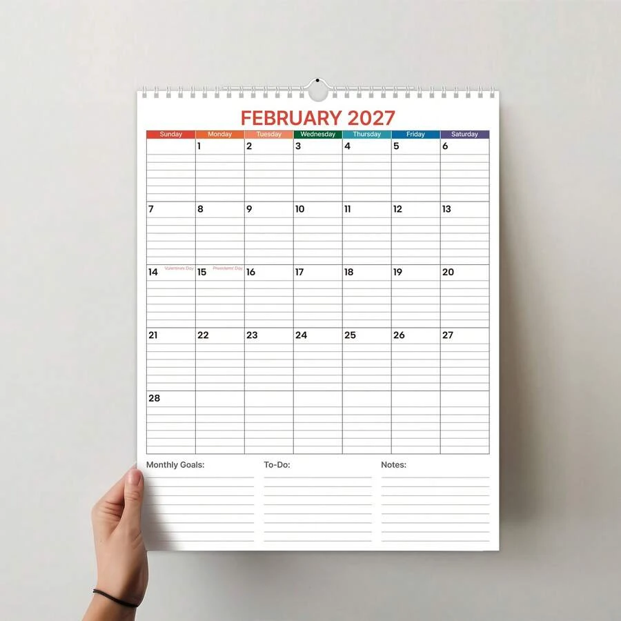 2027-2028 18個月壁掛日曆，大尺寸月計畫表，含目標、待辦清單與備忘錄，居家辦公時間管理規劃日曆 - A - 查看 1