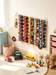 Large Capacity Wall-Mounted Felt Storage Bag For Toy Cars And Model Cars, 1:64 Scale Car Organizer With Hooks - Multicolor - View 1