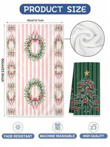 4pcs Kitchen Absorbent Towels, Made Of Polyester Material, Printed With Christmas Tree And Wreath Pattern, Suitable For Kitchen, Bathroom, Ideal Choice For Housewives And Family Gatherings, High Cost-Performance Home Decor And Room Decoration - Multicolor - View 3