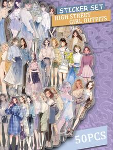 50 miếng nhãn dán trang phục phong cách High Street Girl cho người lớn và thanh thiếu niên, dành cho người đam mê sticker, dùng cho scrapbook, nhật ký, laptop, ván trượt, tạo điểm nhấn vui nhộn cho thiết bị của bạn - Một cỡ - Xem 9