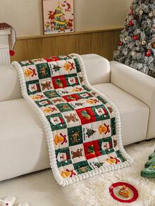 1PC Christmas Pattern Chenille Sofa Cushion Cover, Festive Holiday Couch Slipcover For Living Room Home Decor, Non-Slip Backing, Scratch-Resistant Pet Friendly, Machine Washable For 1/2/3/4 Seater Sofa - Multicolor - View 9