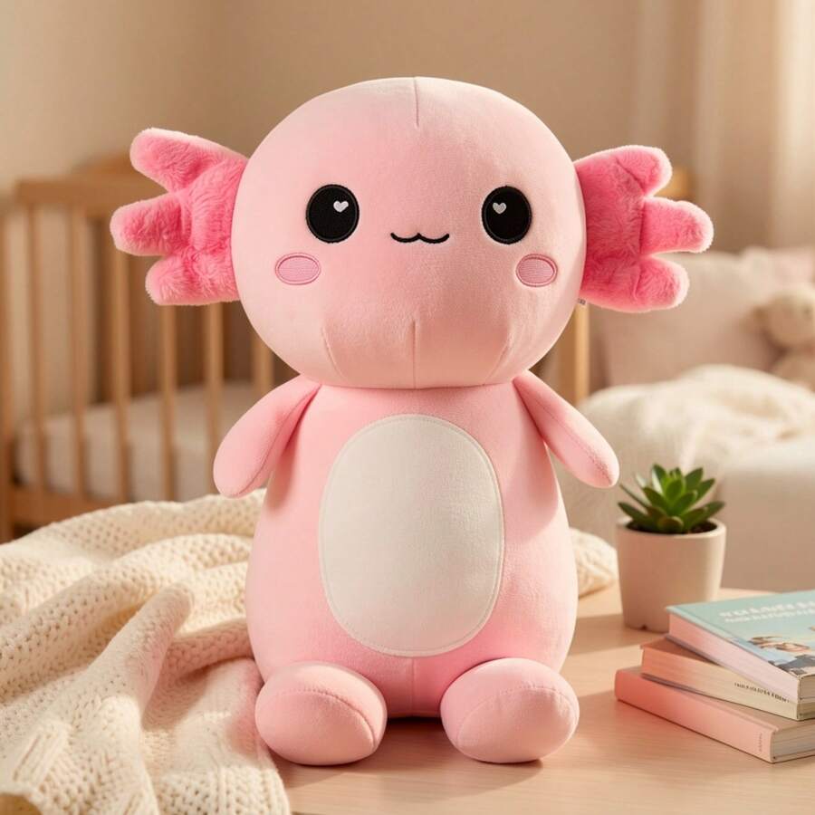 1pc Kawaii Axolotl Plush Figure, Round Shape, For Desktop Ornament - Multicolor - View 1