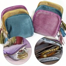 1pc 6-Layer Velvet Jewelry Storage Bag, Korean Velvet Material With Tassel Pendant, Multi-Function Jewelry Organizer Bag For Rings, Earrings, Necklaces, Travel And Home Jewelry Storage, Gift Box Bag - Storage Bag - View 4