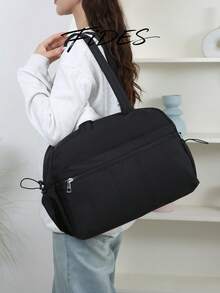 1PC New Large Capacity Handheld Travel Bag, Lightweight Nylon Storage Bag With Luggage Strap Sleeve, Multi-Compartment Zipper Design, Wear-Resistant And Water-Repellent, Practical Gym Bag, Portable Luggage Bag With Multiple Pockets And Layered Storage, Simple Commuter Handbag, Durable And Sturdy Travel Tote Bag - Multicolor - View 11