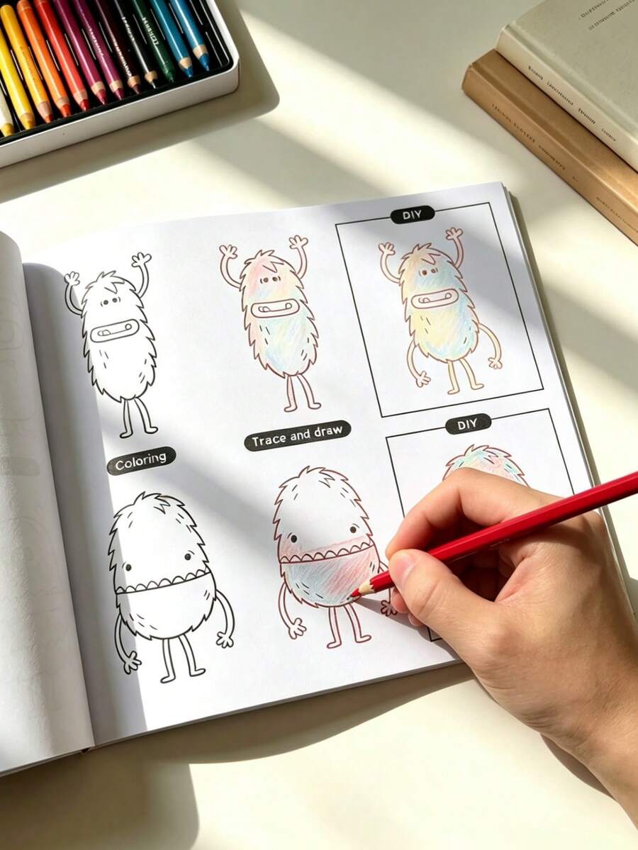 Children's Step-By-Step Drawing Activity Book, Preschool Art Learning Material, Beginner Drawing & Doodle Painting Book, "How To Draw: Coloring And Sketching Book", 72 Cartoon Monster And Animal Designs, Children's Gift, Christmas Gift, New Year Gift, Teacher Reward - Multi-color - View 1