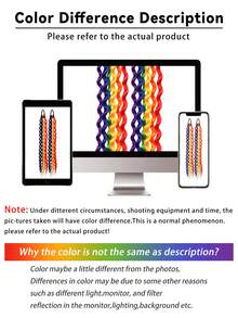 Rainbow Wavy Curly Ponytail Hair Tie, Multicolor Hair Strings, Festival Cosplay Bohemian Hair Accessories - Multicolor - View 10