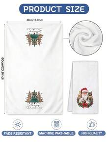 4pcs Kitchen Absorbent Towels, Made Of Polyester Material, Printed With Santa Claus And Tree Patterns, Suitable For Kitchen And Bathroom, Ideal Choice For Housewives And Family Gatherings, High Cost-Performance Home Decor And Room Decoration. - Multicolor - View 3