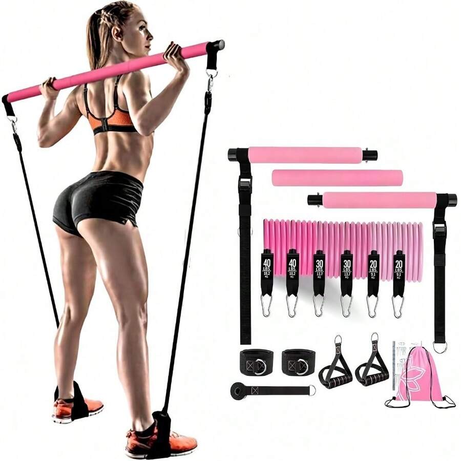 Pilates Bar Kit With 6 Resistance Bands Home Gym Fitness Training Workout Set - 26ZXY-WIN-UK-LLS-FS - View 1