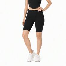 Li-Ning Women's High Waist Elastic Knee-Length Yoga Cycling Shorts ANBV002 - Black - View 1