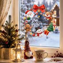 Merry Christmas Window Stickers, Santa Claus, Reindeer, Snowman, Gingerbread Man, Christmas Tree Static Cling Window Decals, No Glue Needed, Holiday Glass Door And Window Decoration - Christmas - View 5
