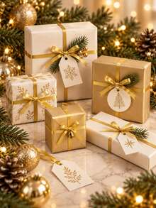 Gold Christmas Satin Ribbon 10 Yards Multiple Sizes Decorative Ribbon Satin Ribbon Suitable For DIY Crafts, Gift Wrapping, Bows, Parties, Weddings, Christmas Decorations (Paper Spool Not Included) - Gold - View 7