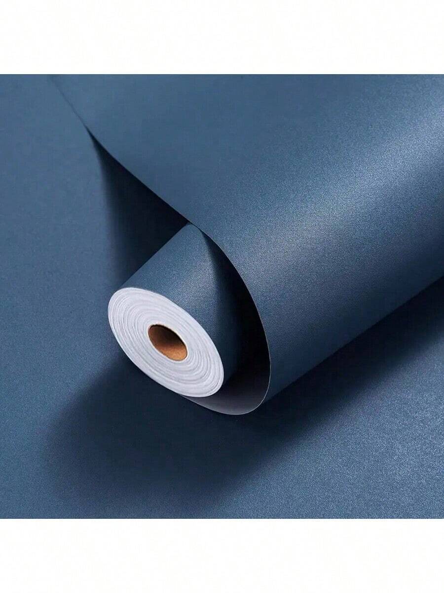 1 Roll Green Wallpaper, Home Decor Sticker, Removable Waterproof Vinyl Peel And Stick Wallpaper, Suitable For Kitchen, Bedroom, Living Room, Countertop, Furniture - Blue - View 1