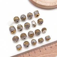 2pcs Vintage Carved Metal Beaded Hollow Barrel Beads DIY Handmade Bracelet Accessories Materials - Multicolor - View 3