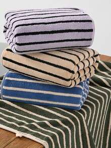 4/10PCS Blue Striped Microfiber Bathroom Towel Set, Lightweight Ultra Soft, Highly Absorbent & Quick Dry Towels For Bathroom, Spa 2 Bath 2 Hand 6 Washcloths - Teal Blue - View 2