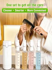 XD زجاجات توزيع مستحضرات تجميل مستطيلة صغيرة محمولة 4 في 1 - حاويات سيليكون قابلة لإعادة التعبئة ومقاومة للتسرب مع تصميم بطانية قابل للقفل؛ خفيفة الوزن ومتينة، مناسبة لتخزين مستحضرات تجميل متنوعة، مثالية للسفر العمل والهدايا الصغيرة العملية - متعدد الألوان - مشاهدة 4