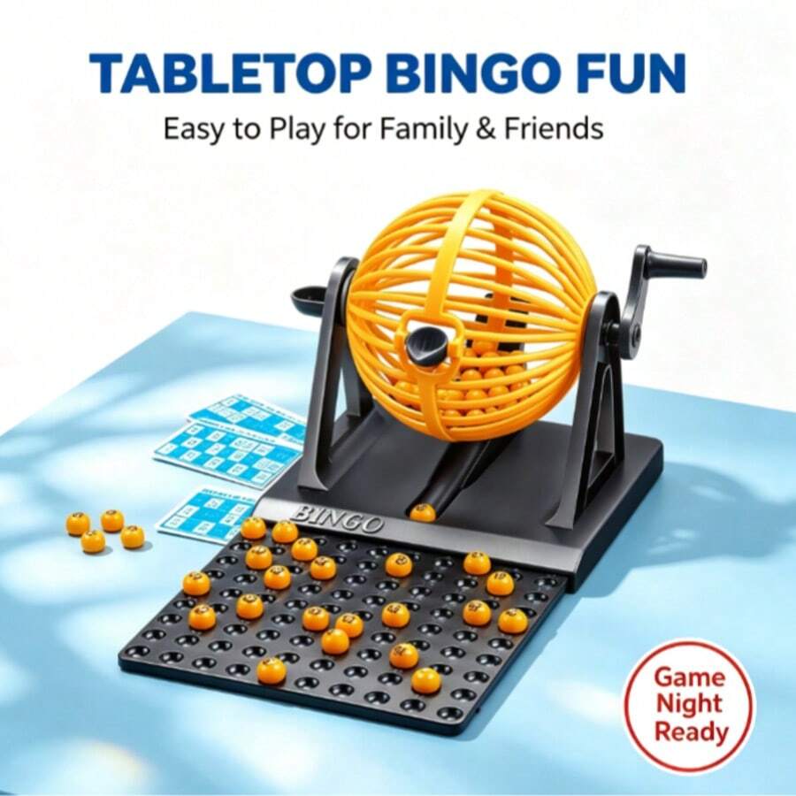 1pc Hand-Crank Bingo Game Set Interactive Raffle Machine Suitable For Office Parties And Family Gatherings Fun Raffle Device For Teens And Adults Group Activity Entertainment