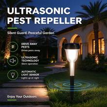 Solar Powered Ultrasonic Animal Repeller With Motion Sensor And Flashing Light, Outdoor Waterproof, Suitable For Farm, Garden, Lawn, 300mAh Battery Capacity, Effective For Cats, Dogs, Coyotes, Birds, Skunks, Snakes, Raccoons, Rabbits, Squirrels - Multi-color - View 2