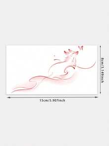 1 Sheet Red Line Art Fox Temporary Tattoo, Delicate Butterfly Fake Tattoo Stickers For Collarbone Shoulder, Water Transfer Body Art Tattoo For Women Party Decor - Red - View 6