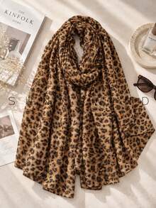 1pc Women's Leopard Print Fashion Street Style Sexy Personalized Polyester Scarf, Suitable For All Seasons Daily Wear - Camel - View 2