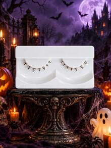 Halloween Party 1pair Spiky Lash, Self-Adhesive, Non Adhesive ,Bottom Lashes, Metallic, Cosplay, Subculture, Creative Makeup, Extremely Fine, Transparent Stem, Reusable, Party Style - View 9