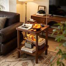 1PC Double-Layer Edge Table, Small Coffee Table On The Side Of The Sofa, Upper Layer Can Hold Water Cups, Table Lamps, Snacks, Small Edge Table, Living Room Storage Small Table, And Can Also Be Placed In The Bedroom As A Bedside Table. - Multicolor - View 3