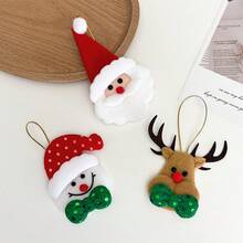 Felt Christmas Tree Hanging Ornament Set, Santa Claus Reindeer Snowman Snowflake Christmas Tree Candy Cane Pendants, Gold Rope Sequin Bow Christmas Tree Decorations, Holiday Home Decor, New Year Gift - Multicolor - View 6