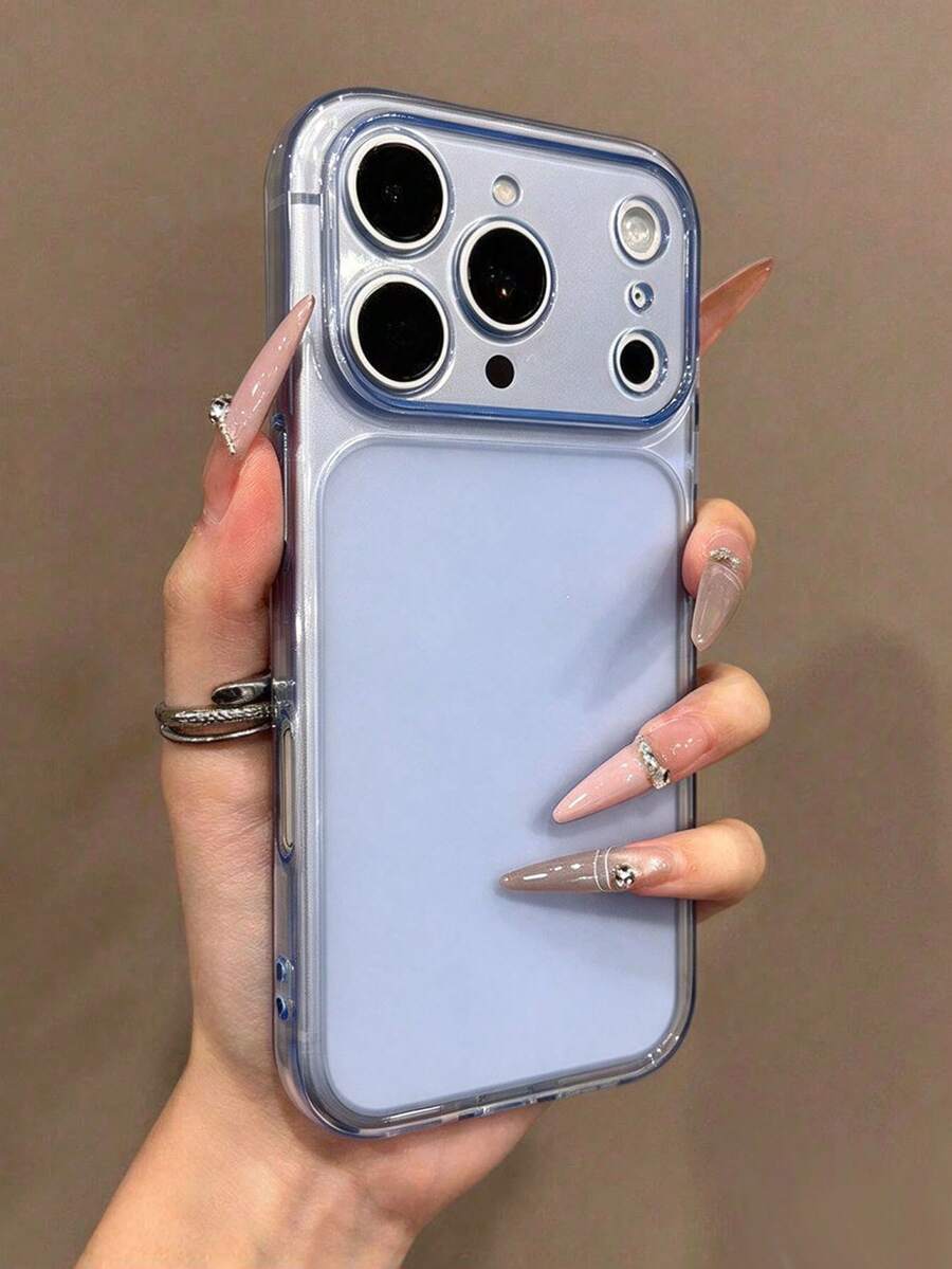 Minimalist Transparent Glossy Camera Protection Phone Case, Compatible With IPhone 18 Pro Max 17 ProMax 17Pro 17 Air 16 ProMax 15 14 13 Pro Max, Matte Transparent Back Cover - Transparent Blue - View 1