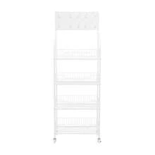 4-Tier Freestanding Snack Display Rack, White Iron PP Retail Storage Shelf With 10 Hooks, 10kg Per Tier Load, Rectangular Merchandise Organizer For Shop Home Cafe - View 11