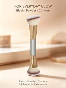 1pc Dual-Ended Foundation Brush, Multi-Function Dual-Ended Brush For Liquid Foundation, Blush Liquid, Kabuki Foundation Brush, Powder Brush, Blush Brush, Multi-Function Makeup Brush, Beauty Tool For Women - Rose Gold - View 5