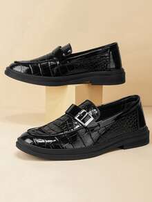 GAISIMA Sepatu Loafer Pria Hitam, Dekorasi Gesper Logam, Sepatu Slip-On untuk Bisnis, Cocok untuk Pemakaian Sehari-hari, Pesta, dan Pakaian Musim Gugur/Dingin - Hitam - View 5