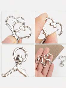 20/40/80pcs/Set Heart-Shaped Rotating Hook With Key Ring - (10pcs Key Chain + 10pcs Key Ring) Key Chain Making Accessories, Jewelry Making Accessories, DIY Handmade Heart-Shaped Rotating Hook With Key Ring (Heart Key Chain + Key Ring) - Multi-color - View 6