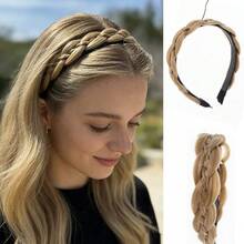 Fluffy Handmade Woven Fishbone Braid Headband, Wide-Edge High-Temperature Silk Fashion Hair Clip, Multi-Color Sweet Style - Multicolor - View 10