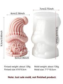 Christmas Knitted Hat House 3D Silicone Mold, Replicates Delicate Knitted Texture DIY Aromatherapy Candles, Plaster Ornaments, Resin Decor, Soft Silicone Material Easy To Demold - Christmas Cottage - View 7